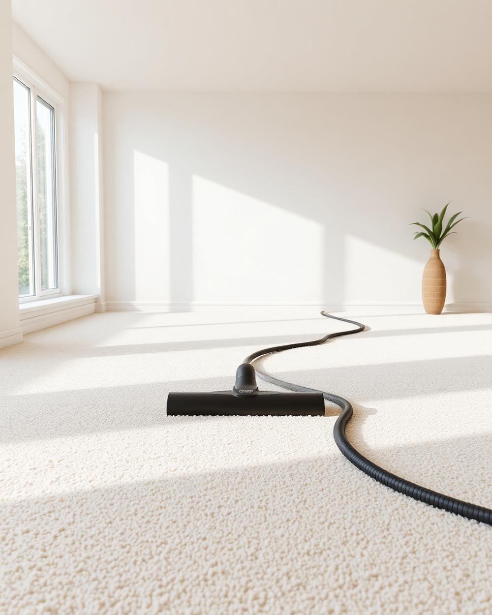 Freshly vacuumed light carpet with clean lines